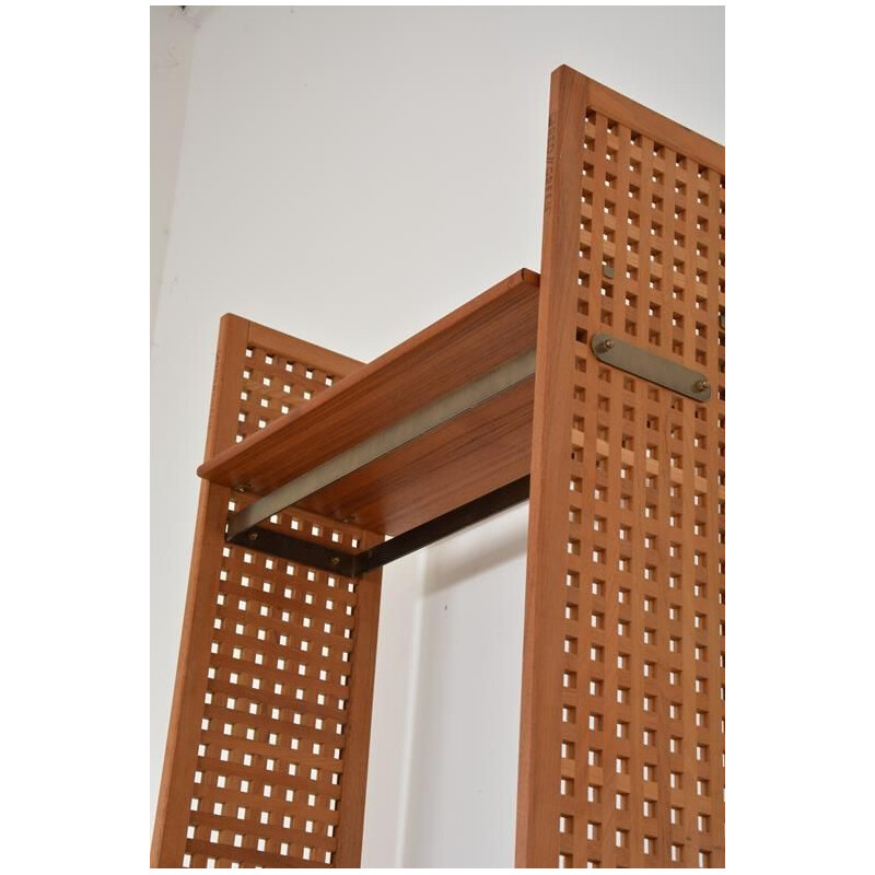 Modular vintage shelf in teak wood and metal