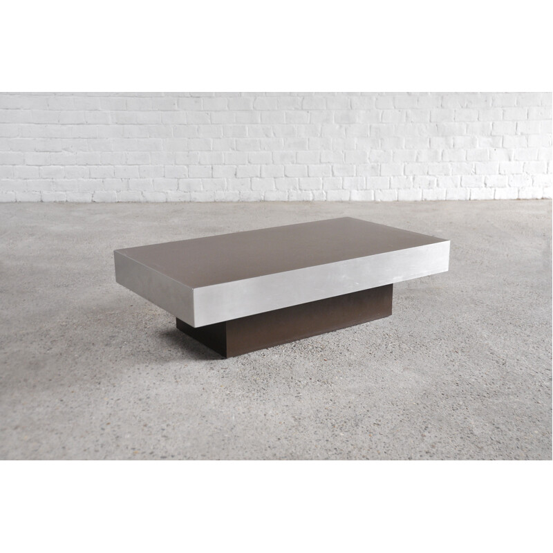 Vintage Italian coffee table in laminate and chrome, 1970