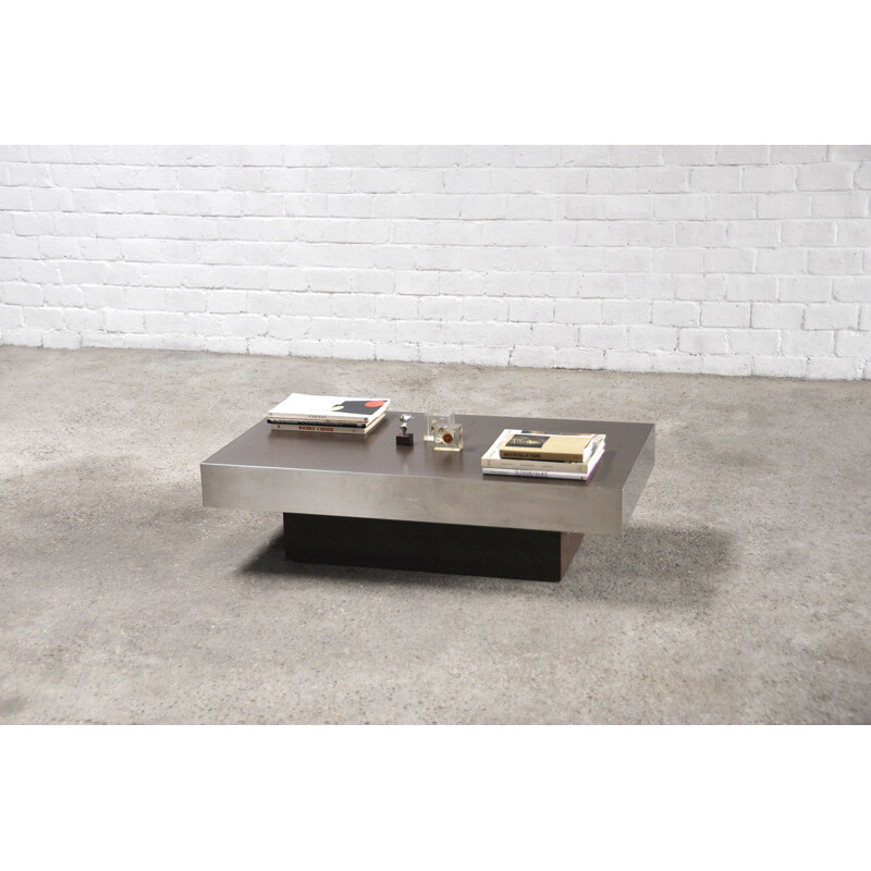 Vintage Italian coffee table in laminate and chrome, 1970