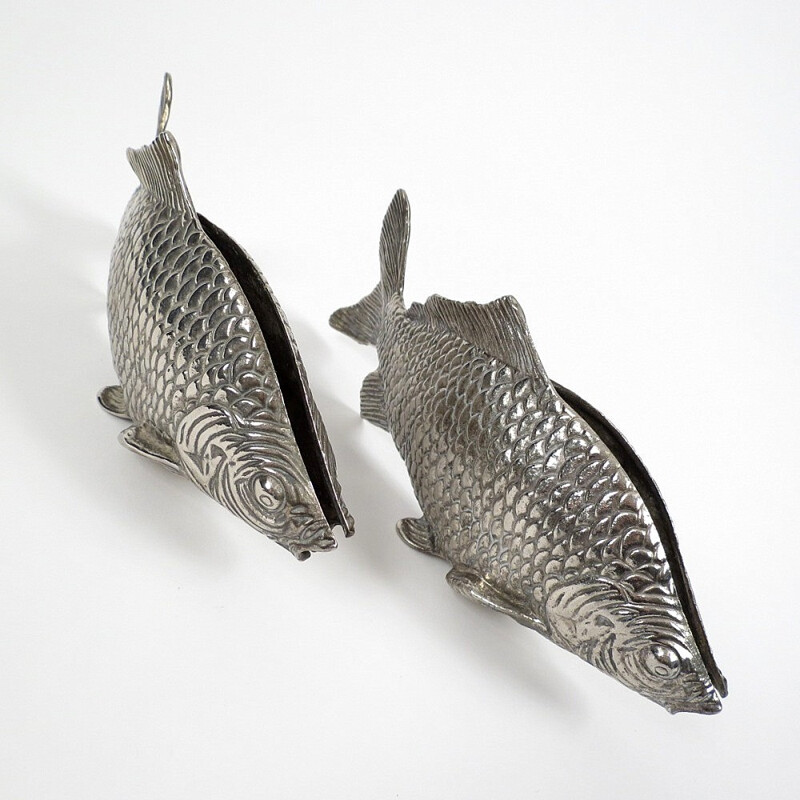 Pair of Italian napkin holders in metal - 1970s