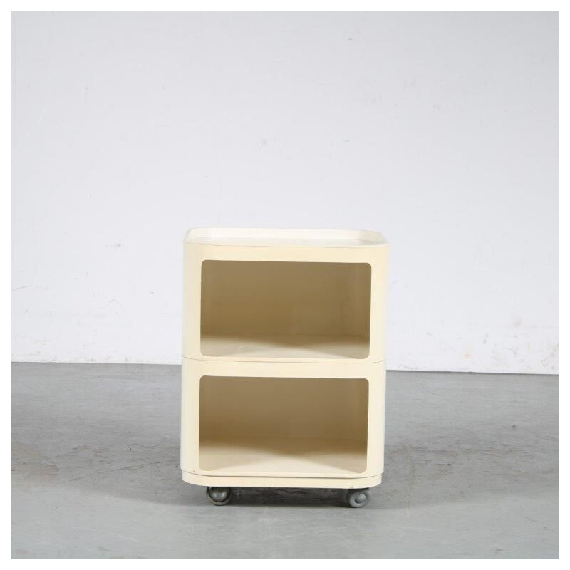 Vintage white plastic trolley by Anna Castelli Ferrieri for Kartell, Italy 1970s