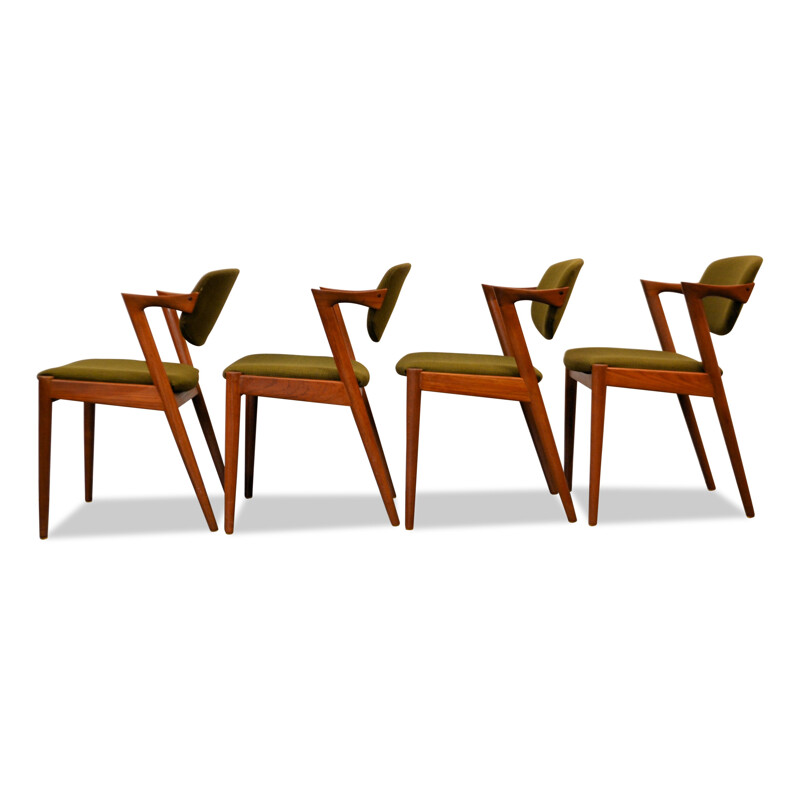 Set of 4 Skovmand & Andersen chairs in teak and fabric, Kai KIRSTIANSEN - 1960s