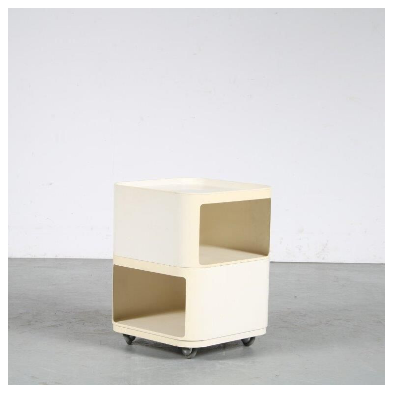 Vintage white plastic trolley by Anna Castelli Ferrieri for Kartell, Italy 1970s