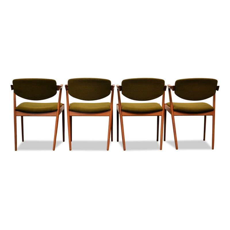 Set of 4 Skovmand & Andersen chairs in teak and fabric, Kai KIRSTIANSEN - 1960s