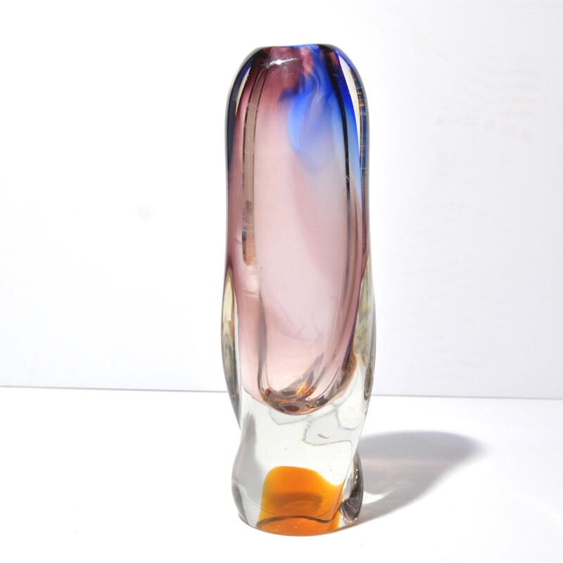 Vintage crystal vase by Hana Machovska for Novy Bor Sklarna, Czechoslovakia 1960s