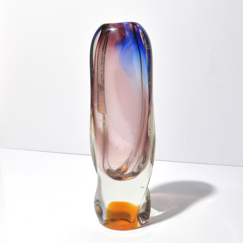 Vintage crystal vase by Hana Machovska for Novy Bor Sklarna, Czechoslovakia 1960s