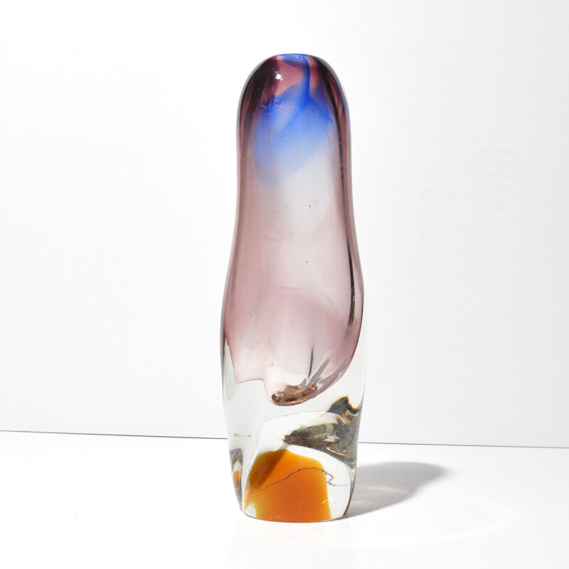 Vase vintage en cristal par Hana Machovska pour Novy Bor Sklarna, Tchécoslovaquie 1960