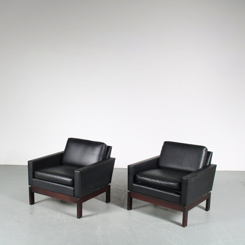 Pair of vintage wooden armchairs by George van Rijck for Beaufort, Belgium 1960