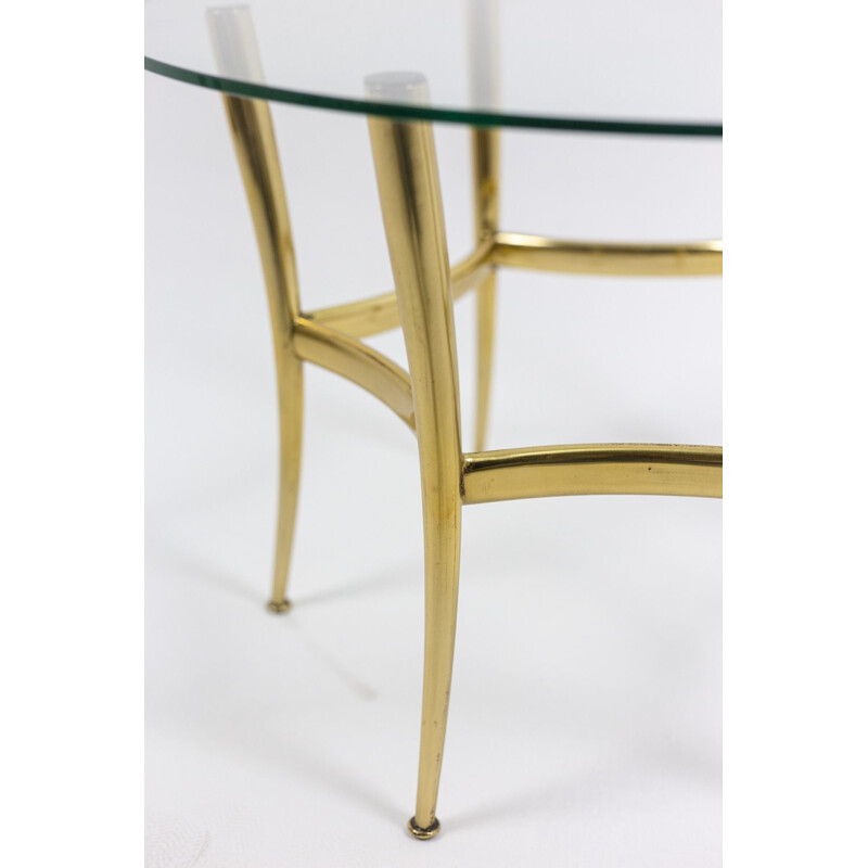 Vintage brass and glass side table, 1970