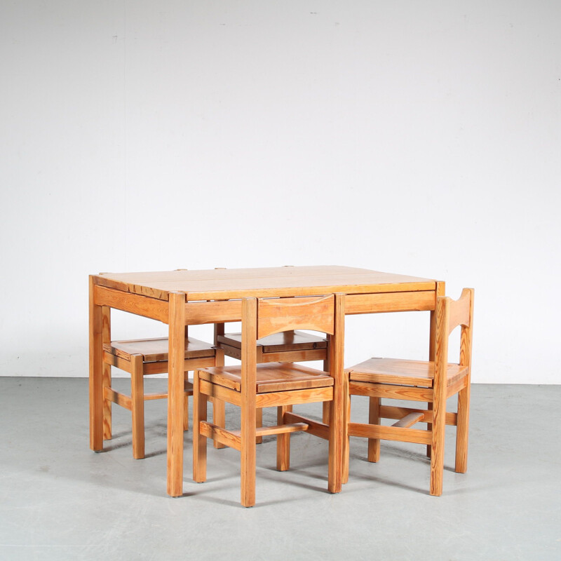 Vintage "Hongisto" dining set by Ilmari Tapiovaara for Laukaan Puu, Finland 1960s