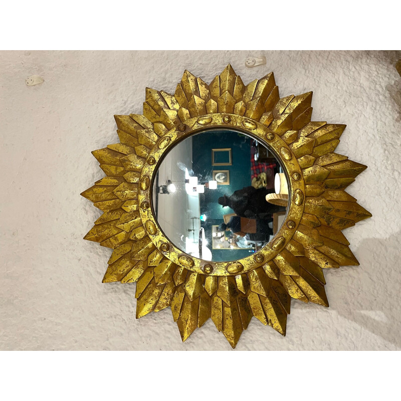 Vintage sunshine mirror in gold resin