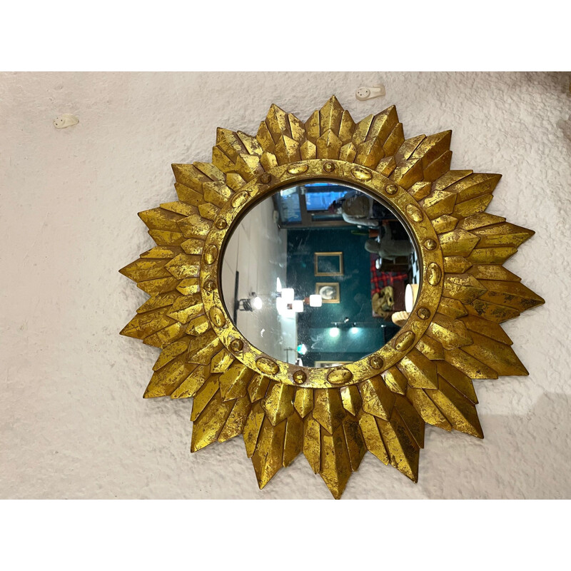 Vintage sunshine mirror in gold resin