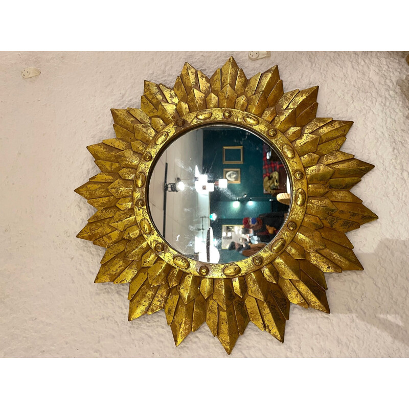 Vintage sunshine mirror in gold resin