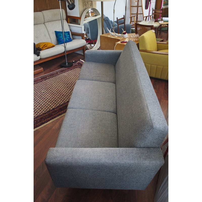 Scandinavian vintage 3-seater teak and wool sofa, Sweden 1960s