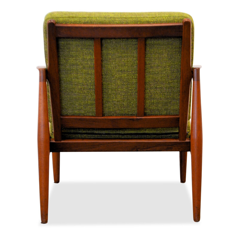 Danish armchair in teak and olive green fabric, Kai KRISTIANSEN - 1960s