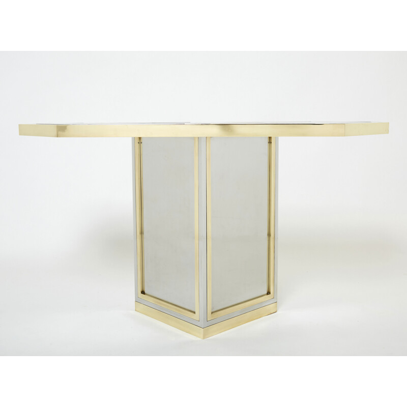 Vintage brass and opal glass console by Romeo Rega, 1970