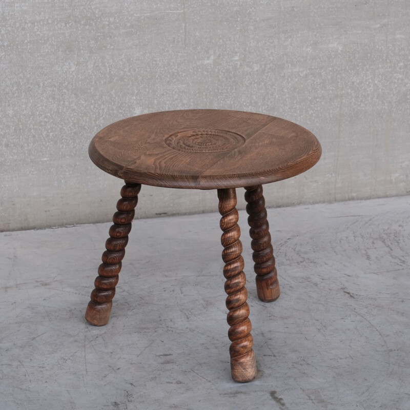 Oakwood mid-century side table, France 1950s