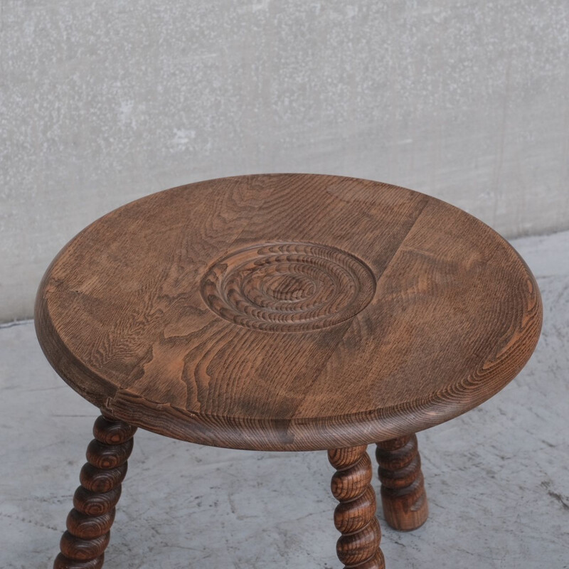 Oakwood mid-century side table, France 1950s