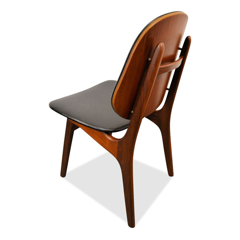 Set of 6 Danish Boltinge dining chairs in teak and black skai - 1960s