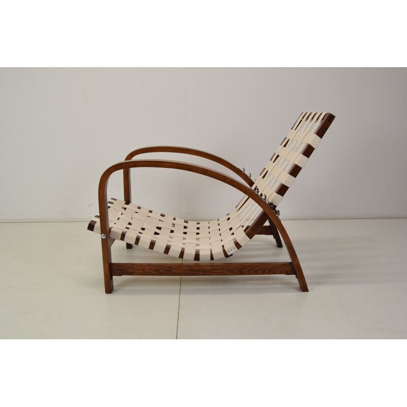 Cadeira de braços ajustável Vintage art-deco por Jindrich Halabala, 1930
