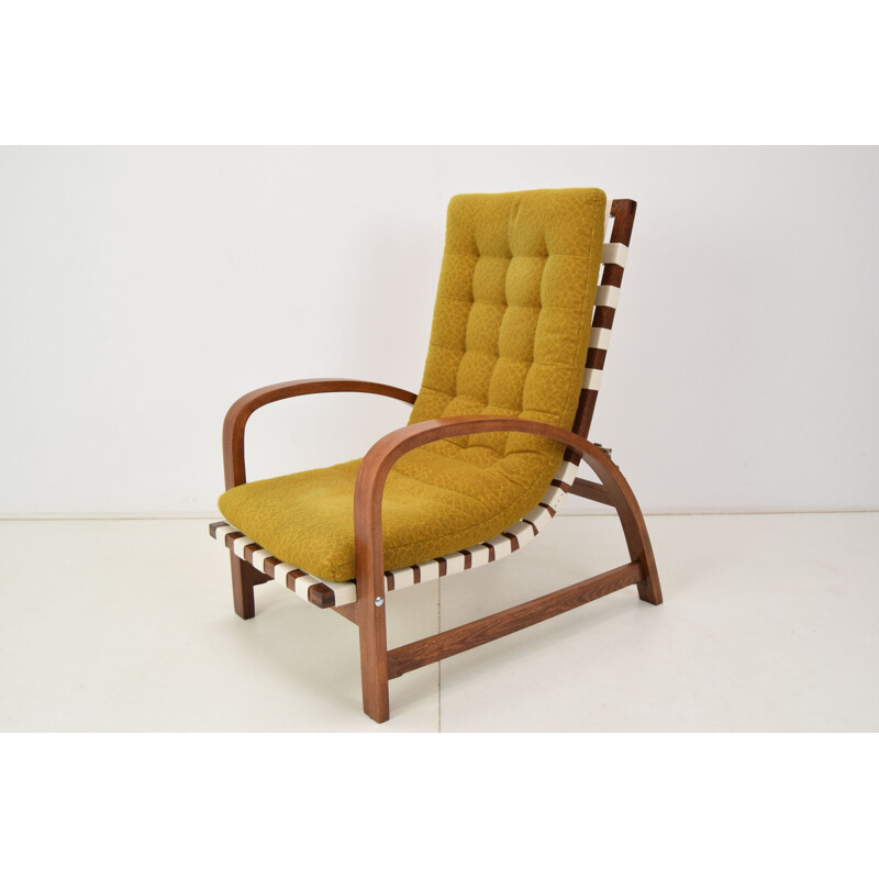 Vintage art-deco verstelbare fauteuil van Jindrich Halabala, 1930