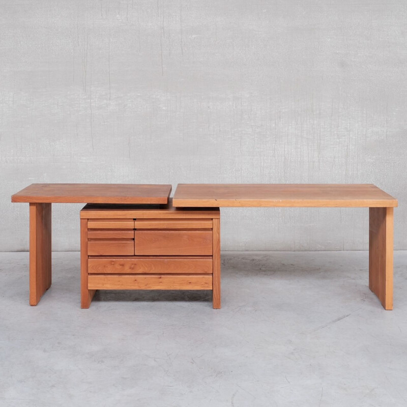 Vintage iepenhouten bureau van Pierre Chapo, 1980