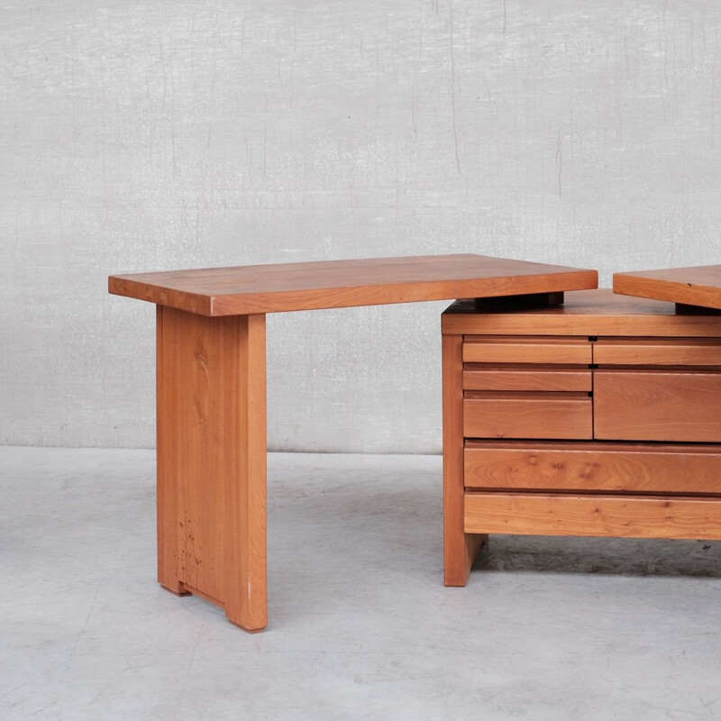 Vintage iepenhouten bureau van Pierre Chapo, 1980