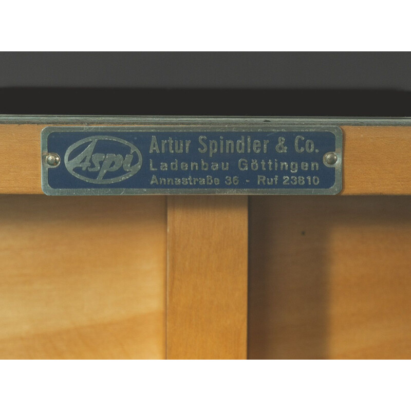Vitrina vintage de madera maciza para joyas de Aspi y Arthur Spindler & Co, Alemania 1950