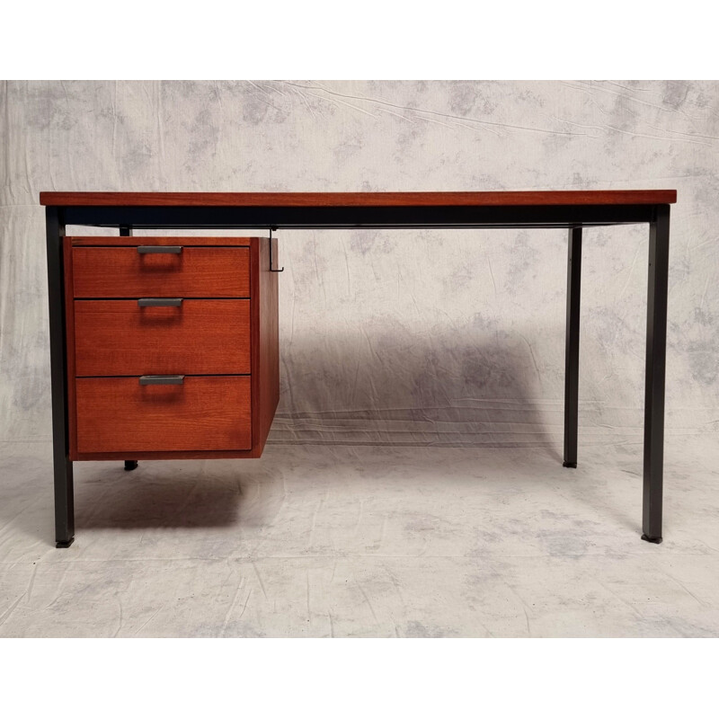 Vintage modernist teak desk by Herbert Hirche for Holzapfel, 1960