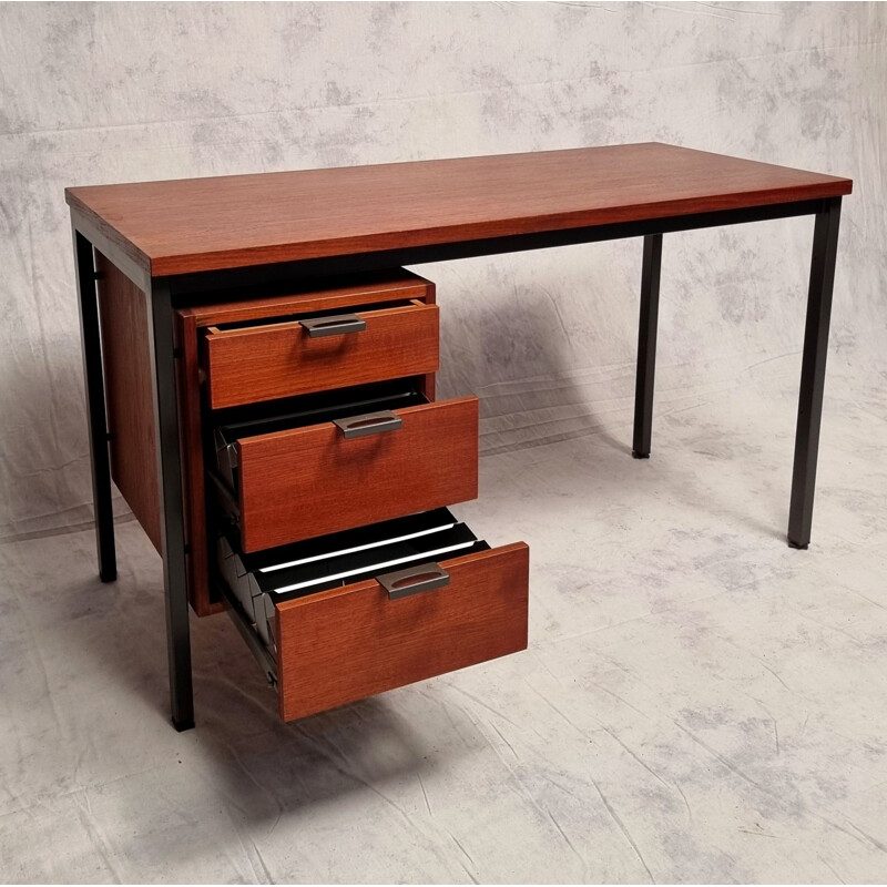 Vintage modernist teak desk by Herbert Hirche for Holzapfel, 1960