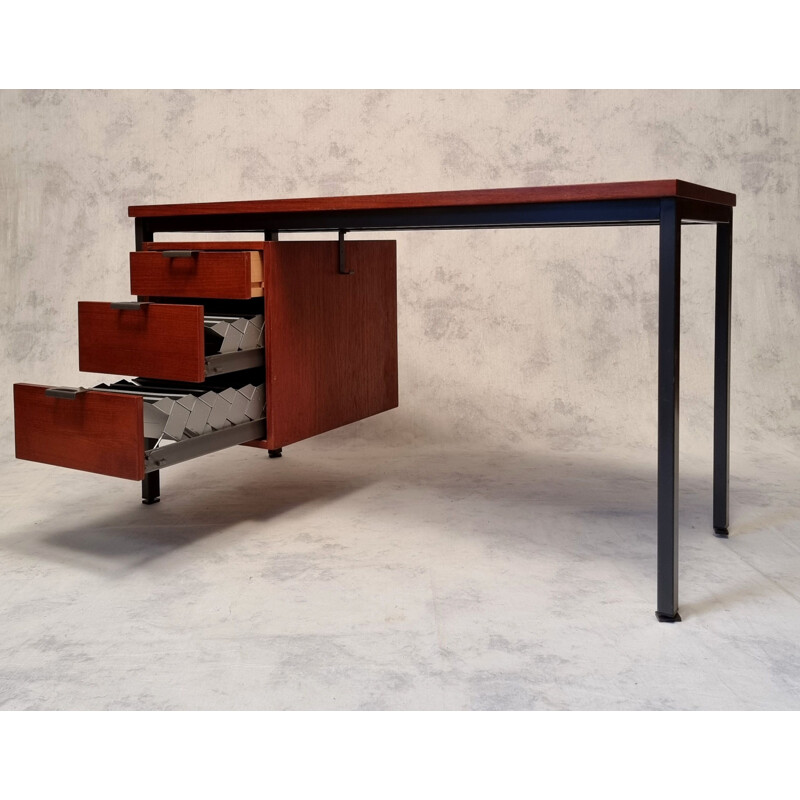 Vintage modernist teak desk by Herbert Hirche for Holzapfel, 1960