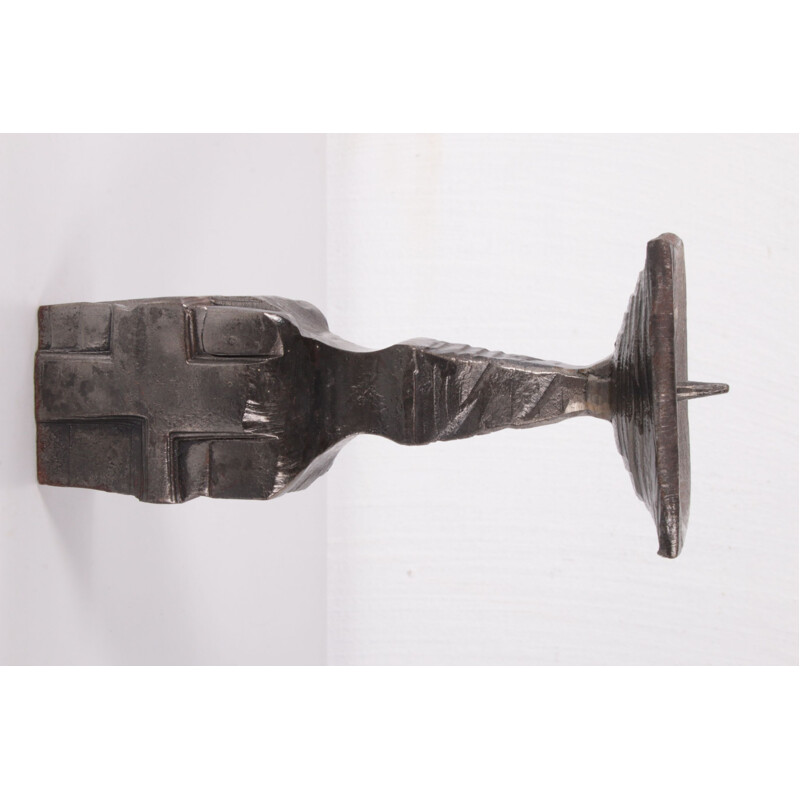 Vintage Brutalist bronze candlestick, Denmark