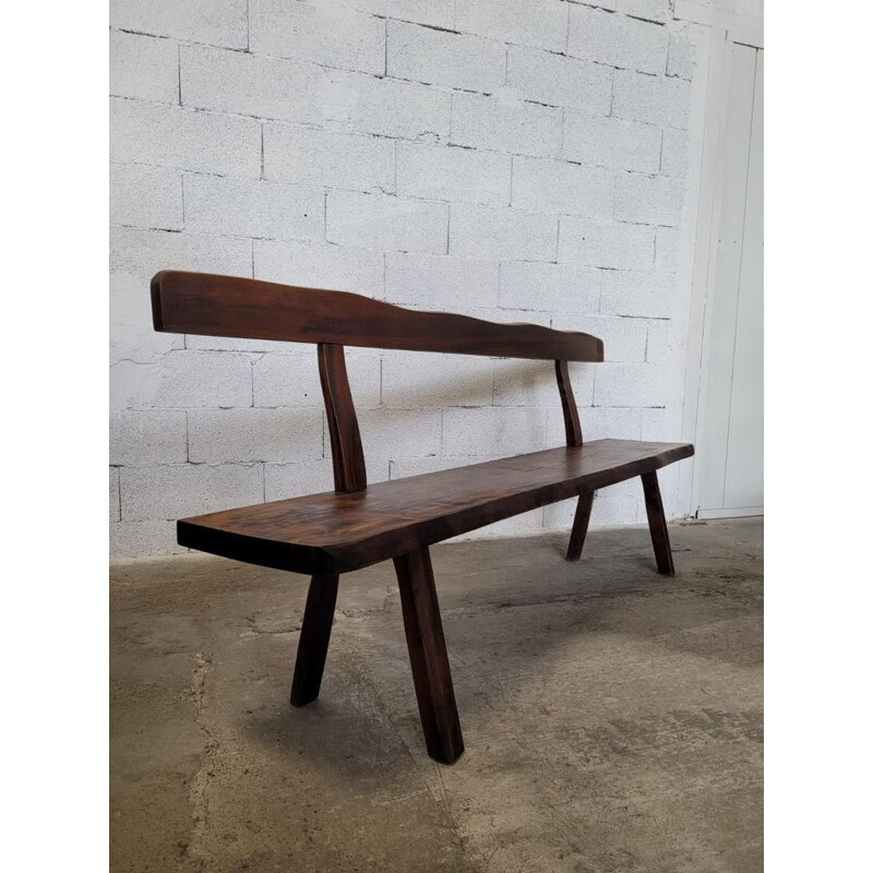 Bench In solid elm by Aranjou France 1960s