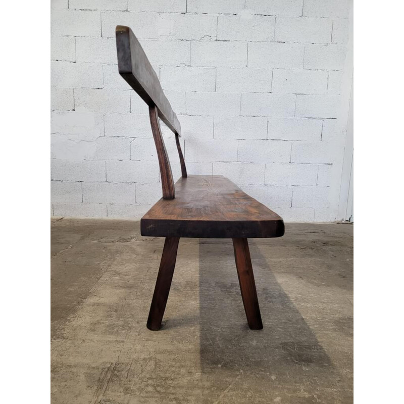 Bench In solid elm by Aranjou France 1960s