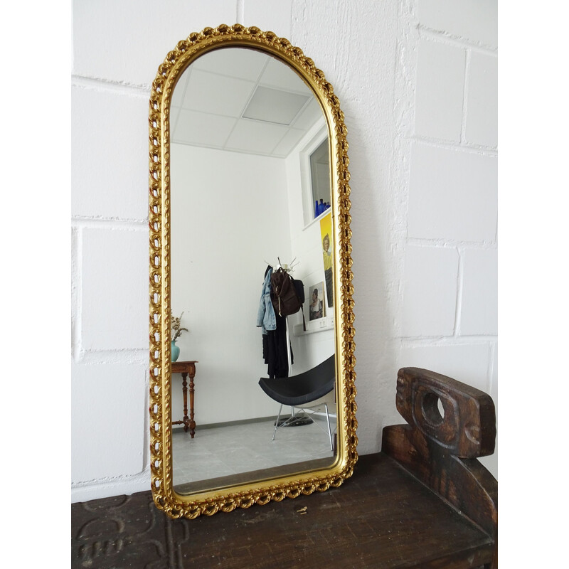 Vintage arch-shaped mirror with a golden frame by Schönform, 1960-1970