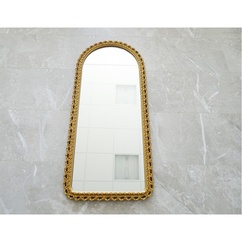 Vintage arch-shaped mirror with a golden frame by Schönform, 1960-1970