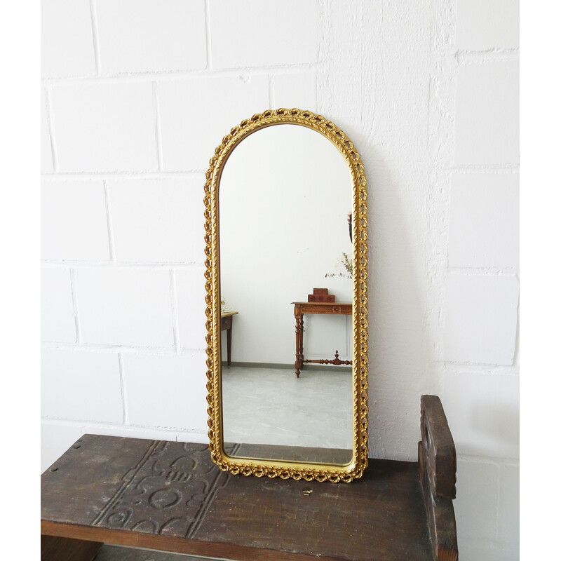 Vintage arch-shaped mirror with a golden frame by Schönform, 1960-1970