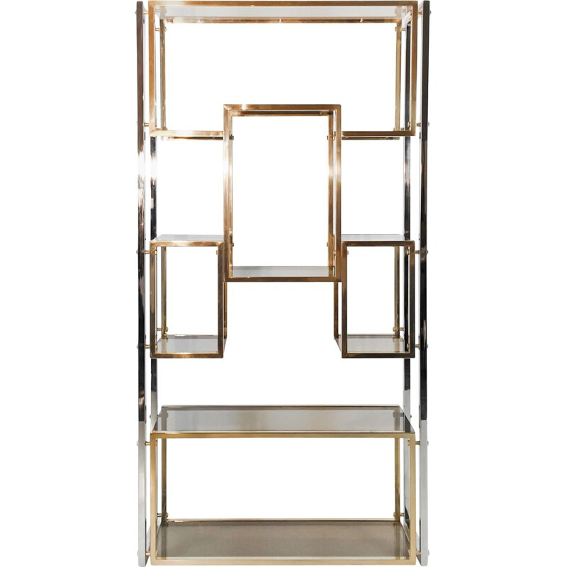 Vintage brass and chrome shelving unit by Kim Moltzer, 1970s