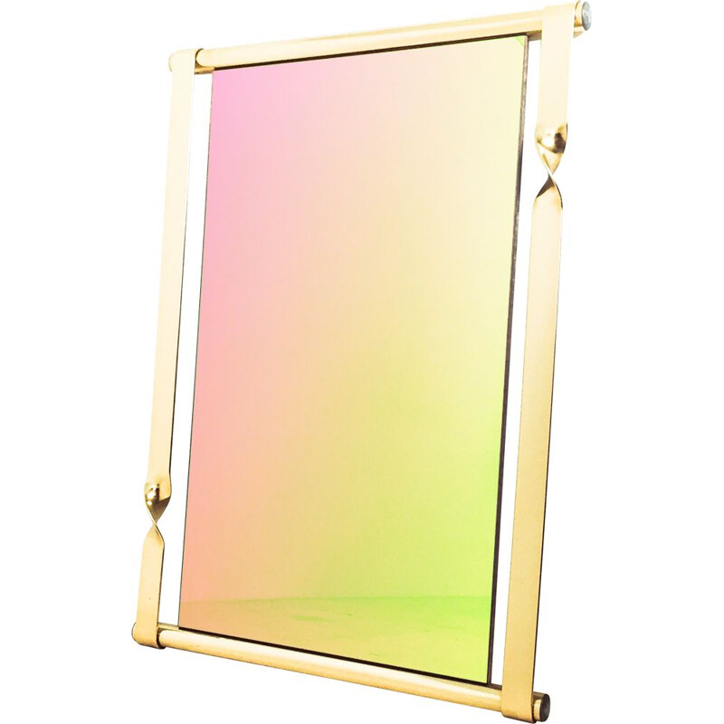 Mid century mirror with gold frame by Luciano Frigerio, Italy