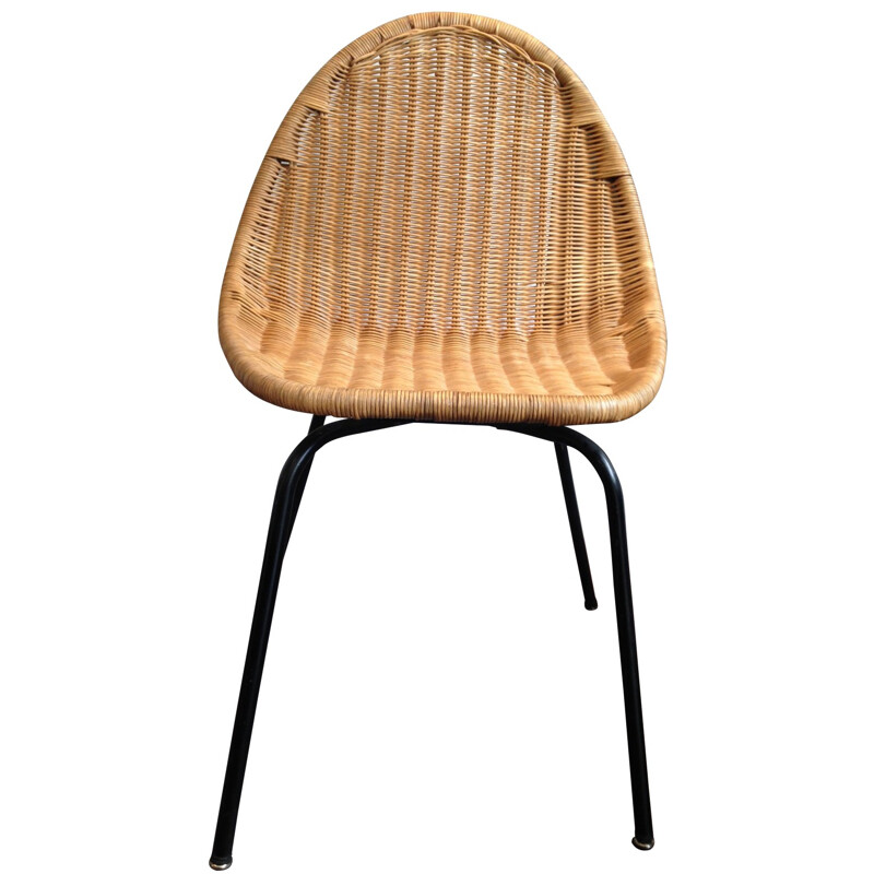 Set of 8 chairs in rattan, Joseph-André MOTTE - 1950s