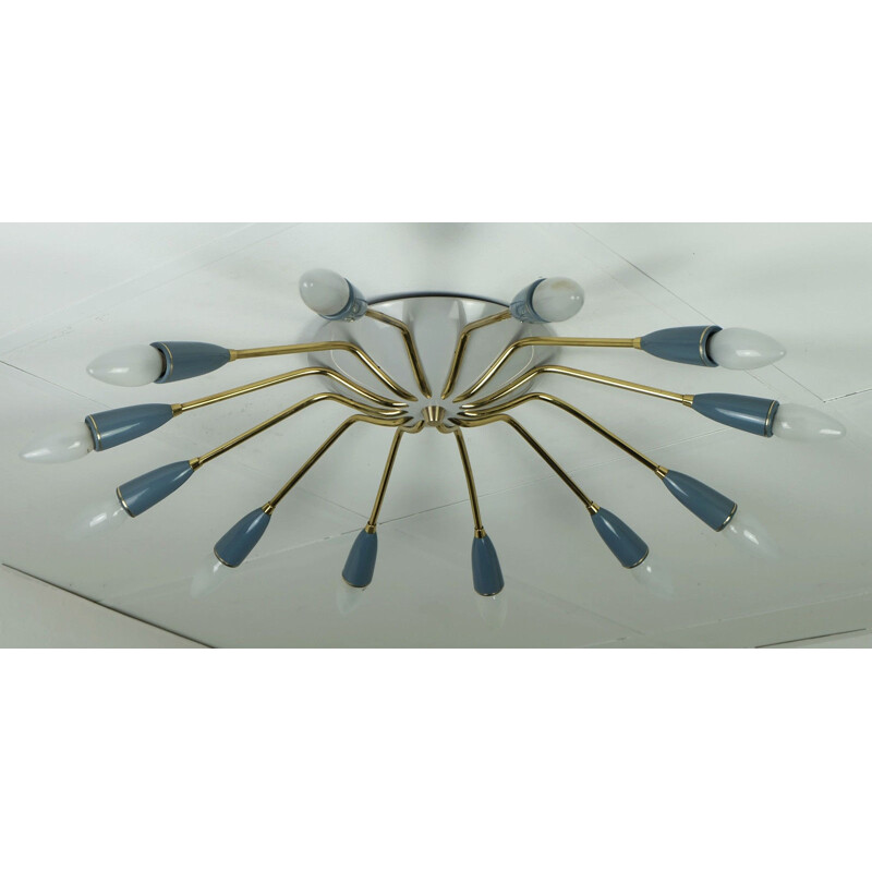 Vintage 12-armed sputnik ceiling lamp - 1950s