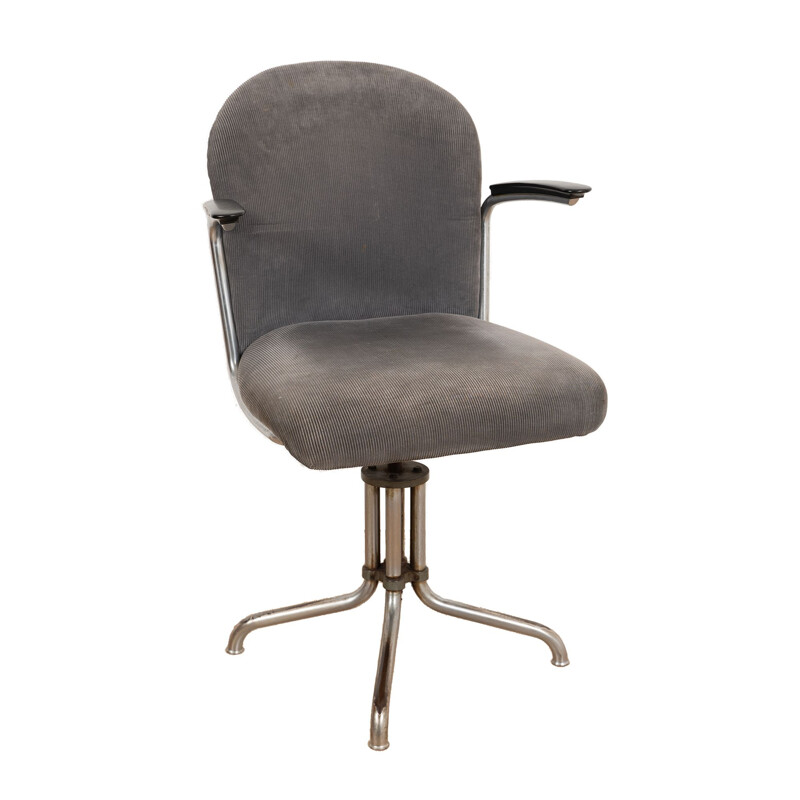 Vintage grey office armchair by Wh. Gispen for Gispen Culemborg