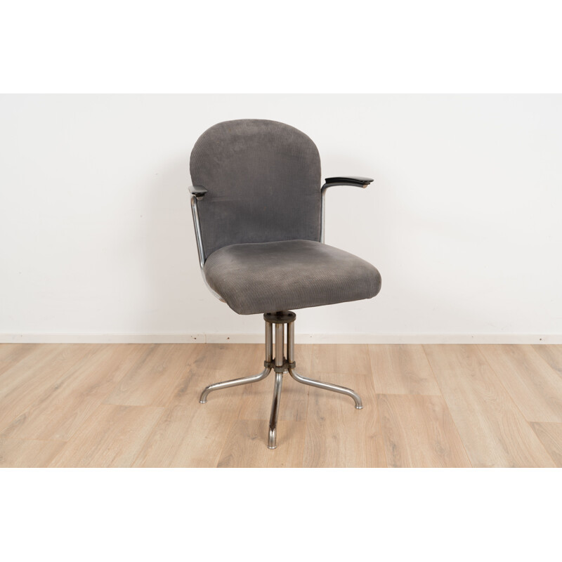 Vintage grey office armchair by Wh. Gispen for Gispen Culemborg