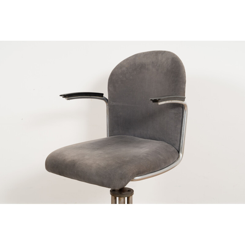 Vintage grey office armchair by Wh. Gispen for Gispen Culemborg