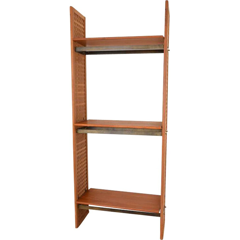 Modular vintage shelf in teak wood and metal