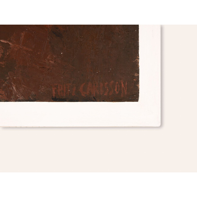 Óleo sobre placa de madeira de vintage "Tecken i Sten 1", 1970