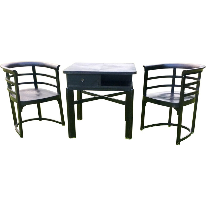 Juego de salón vintage de Josef Hoffmann para Thonet