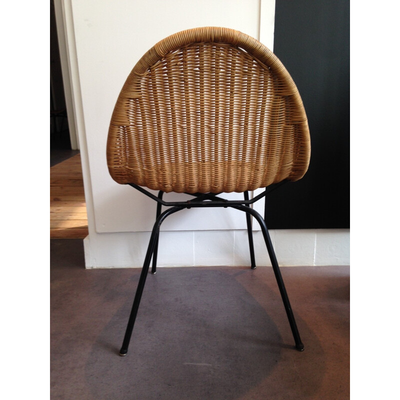 Set of 8 chairs in rattan, Joseph-André MOTTE - 1950s