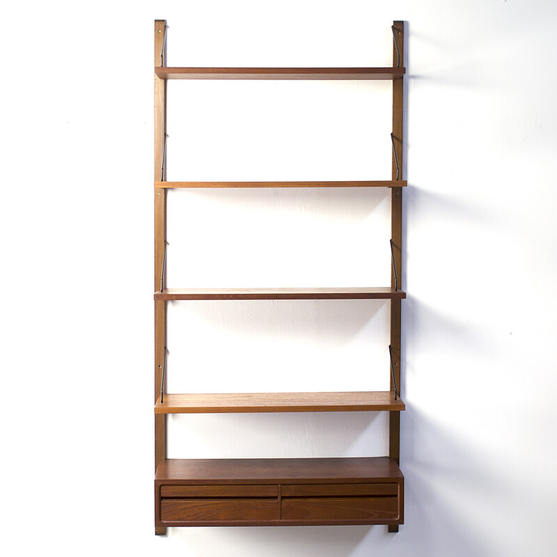 Royal System wall unit in teak and steel, Poul CADOVIUS - 1950s