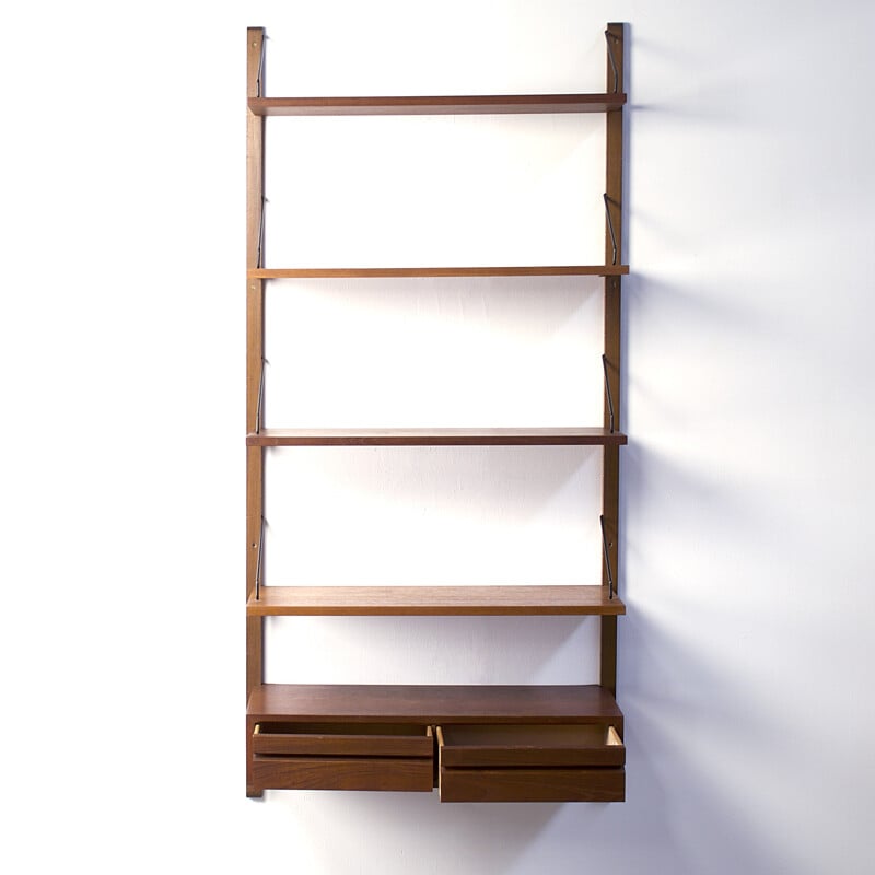 Royal System wall unit in teak and steel, Poul CADOVIUS - 1950s